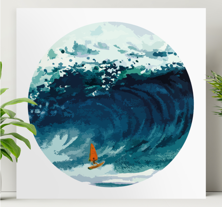 Nautical canvas art surfer catching a wave - TenStickers