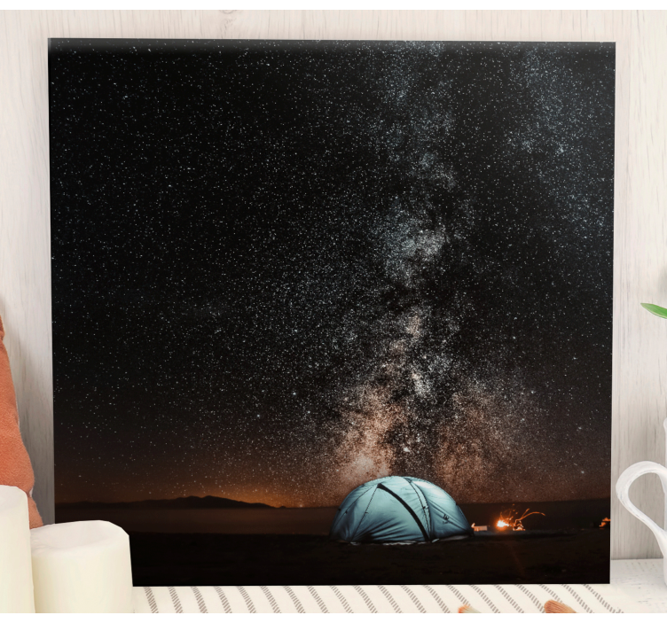 Night camping in mountain landscape canvas - TenStickers