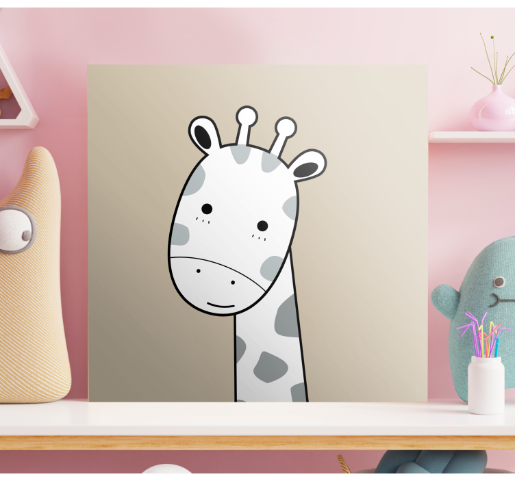 Nordic beige giraffe animal canvas prints - TenStickers