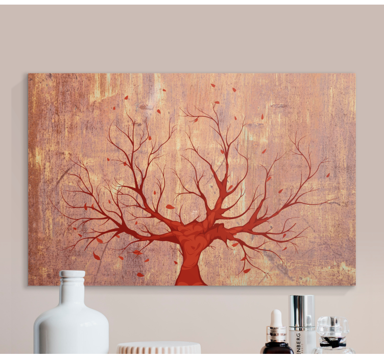 Orange textured Tree wall art canvas - TenStickers