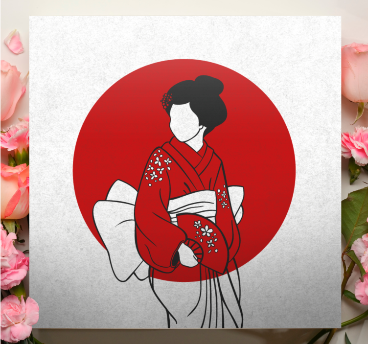 Oriental canvas wall art traditional kimono elegance - TenStickers