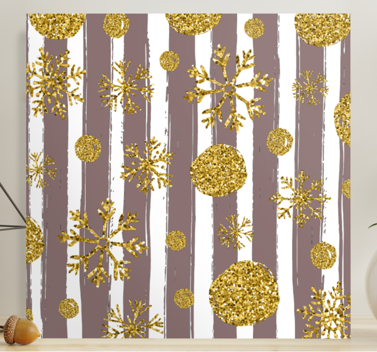 Ornamental canvas print golden snowflake designs - TenStickers