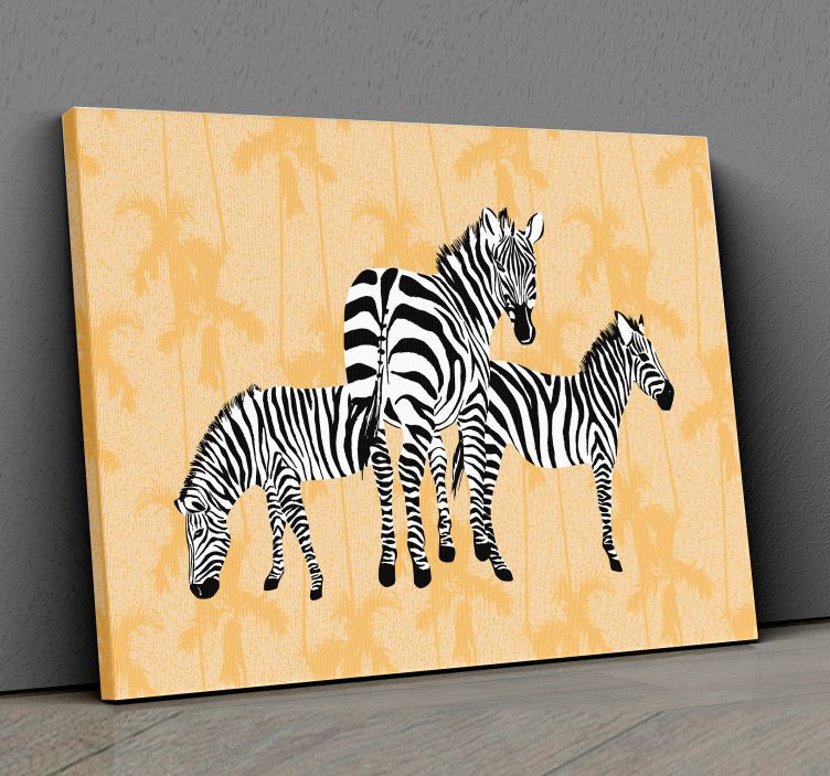 Palms and  zebras canvas print - TenStickers