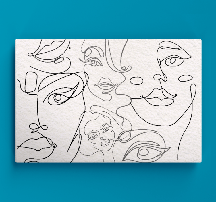 People canvas continuous line faces art - TenStickers