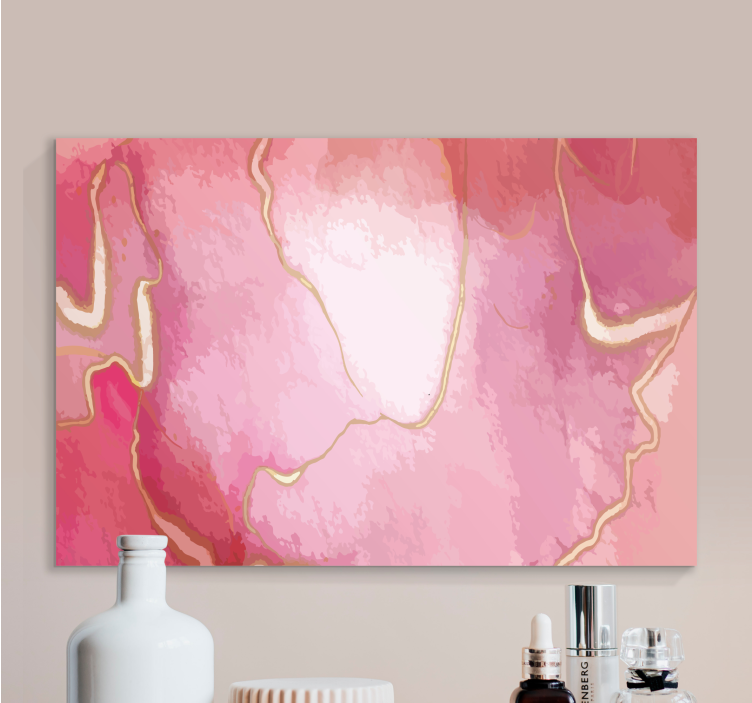 Pink and gold marble effect bedroom wall prints - TenStickers