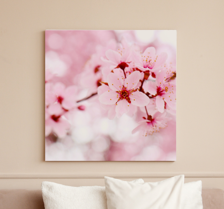 Pink bloom Photography art flower canvas - TenStickers