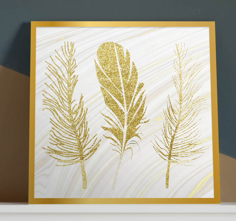 Golden Feather canvas wall art - TenStickers