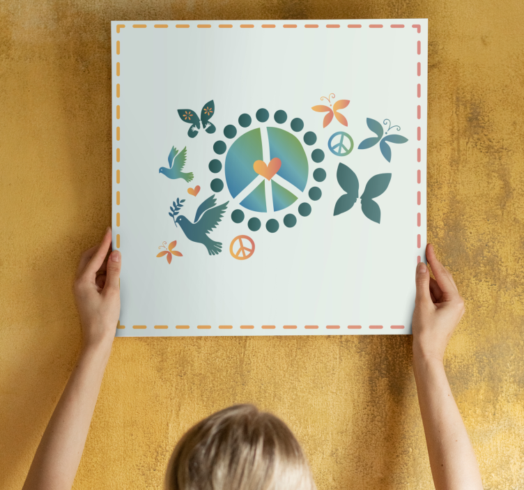 Quote canvas with peace symbol design - TenStickers