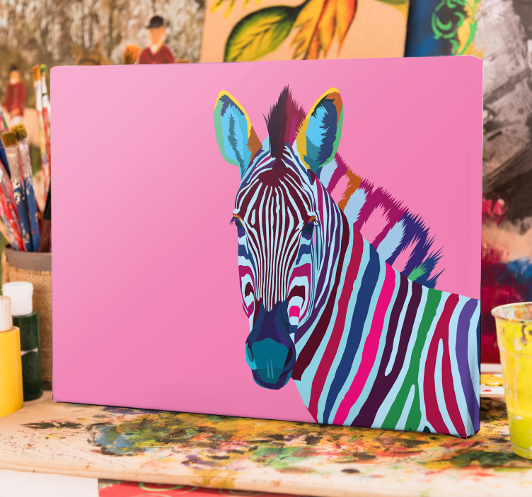 Rainbow Zebra Canvas Print - TenStickers