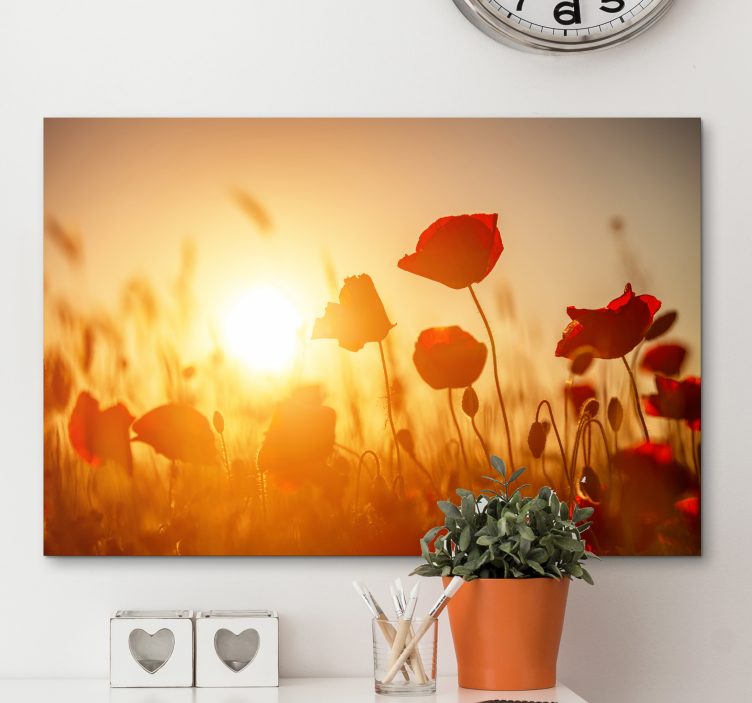 Red flowers on sunset flower canvas - TenStickers