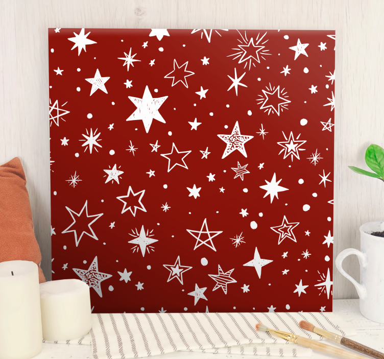 Red watercolour star canvas art prints - TenStickers