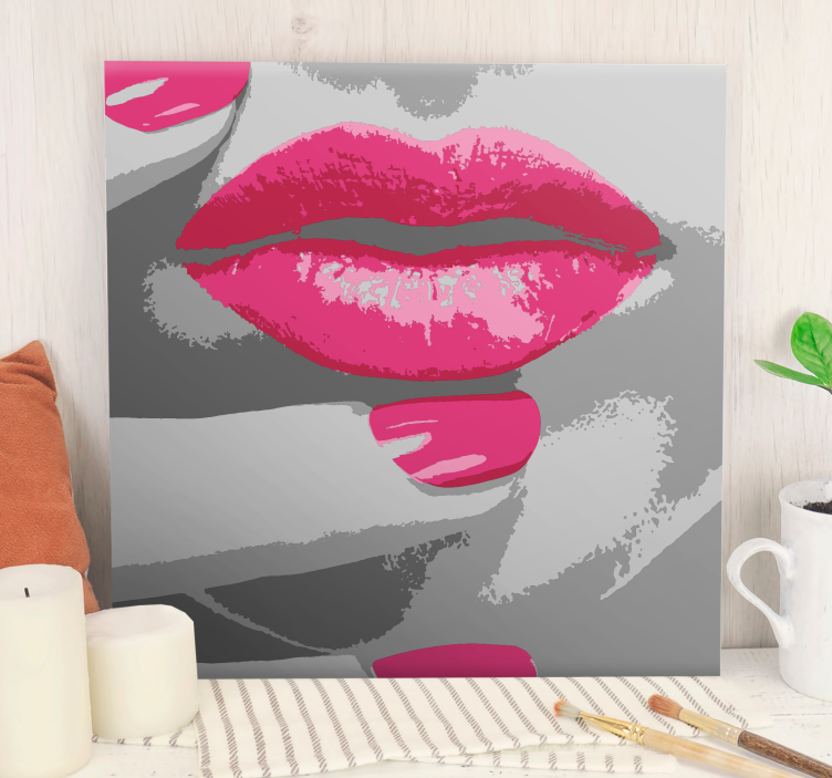 Retro canvas with pink lip accent - TenStickers