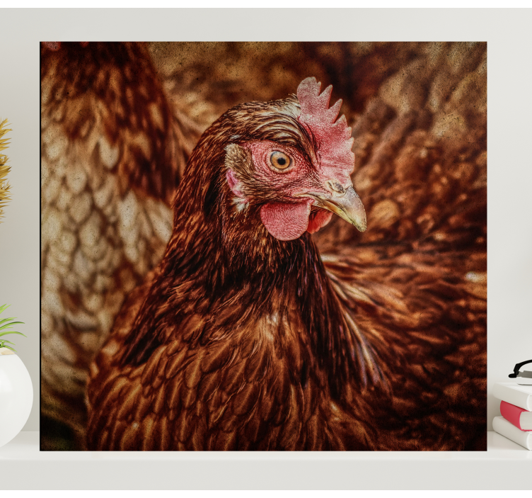 Serious brown chicken bird canvas art - TenStickers