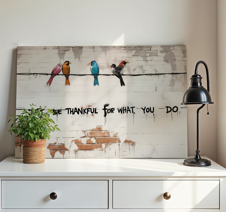 Sitting birds decorative canvas art - TenStickers