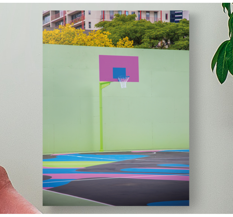 Sports canvas art colorful basketball court - TenStickers