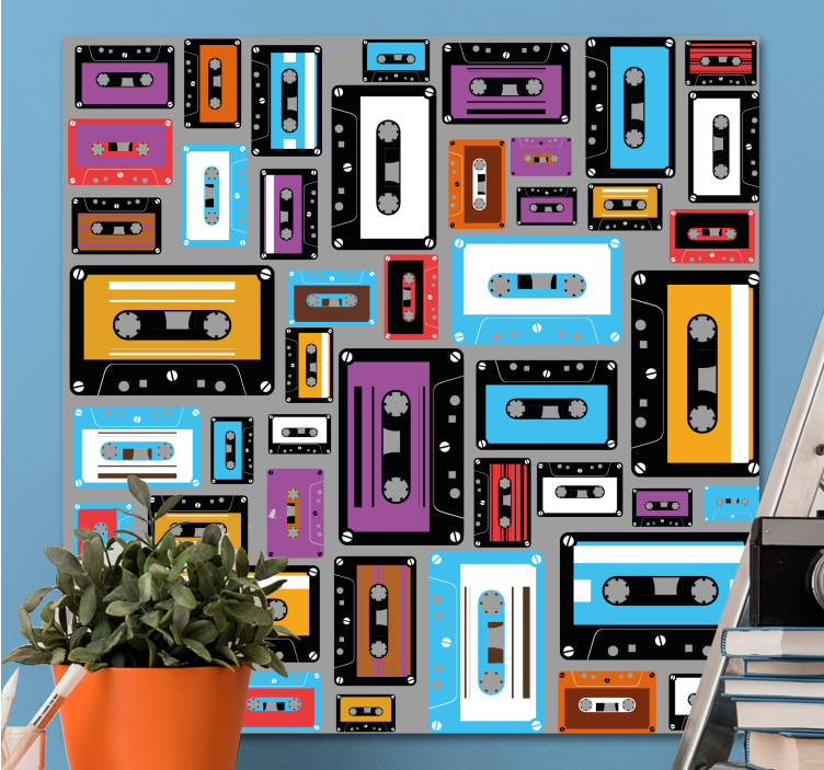 Sports canvas art of vibrant cassette tapes - TenStickers