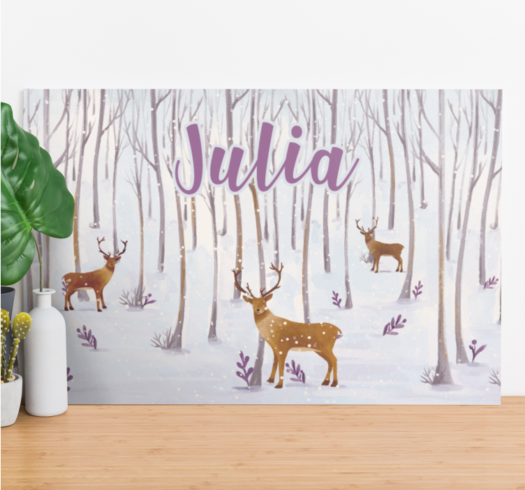 Stag canvas winter stag scene artwork - TenStickers