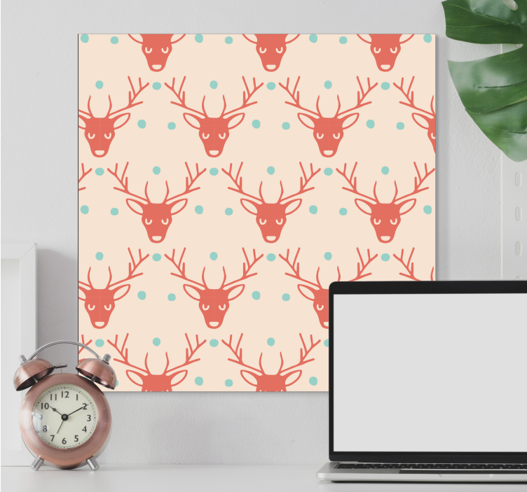 Stag canvas with stylized stag heads design - TenStickers