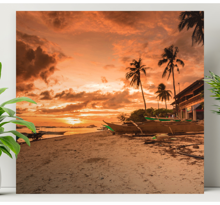 Sunset on the coast  landscape canvas - TenStickers