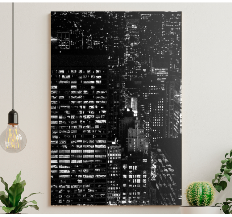 Town landscape black canvas - TenStickers