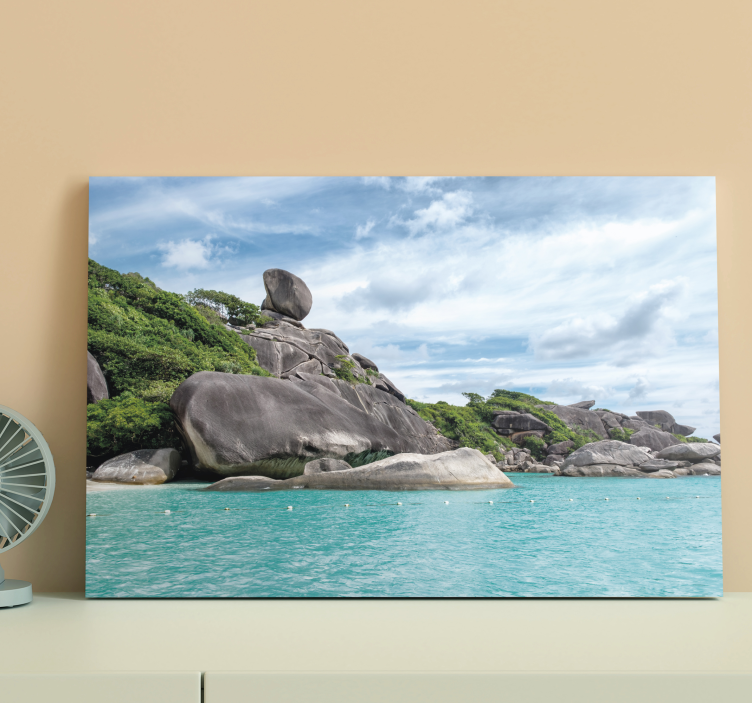 Tranquil Rocky Coastline landscape canvas - TenStickers