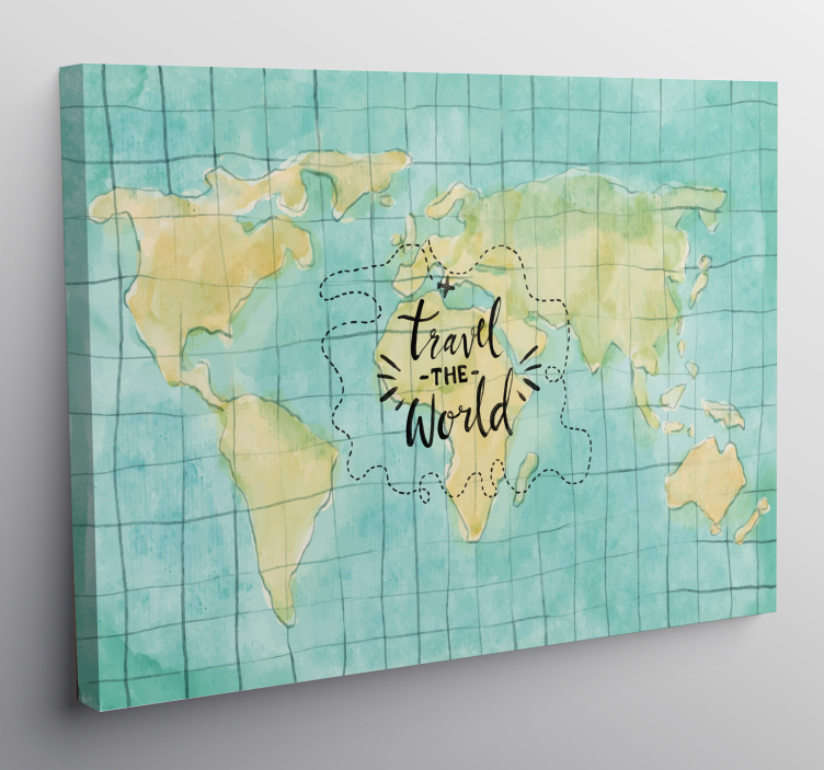 Travel the World world map canvas - TenStickers