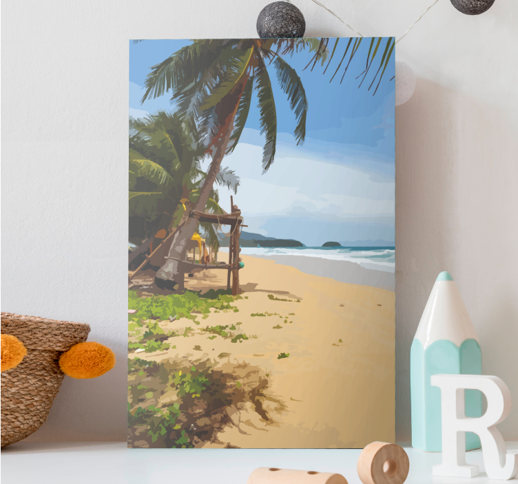 Tropical Beach Scene landscape canvas - TenStickers