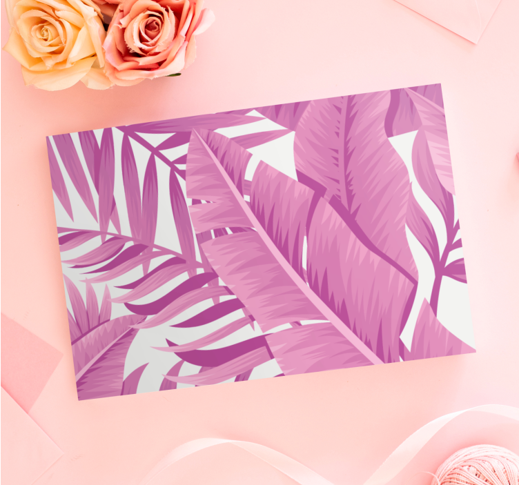 Tropical pink palm leaves Plant canvas prints - TenStickers