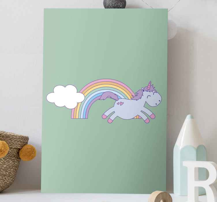 Unicorn pictures framed happy unicorn jumping - TenStickers
