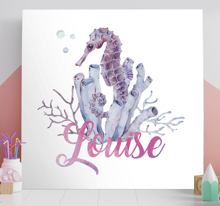 Watercolor Seahorse personalised canvas - TenStickers