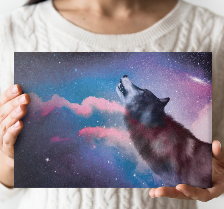 White wolf howling at the stars modern canvas - TenStickers