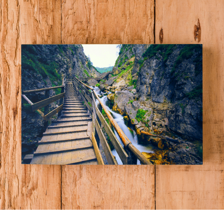 Wooden bridge in 3d effect 3D canvas prints - TenStickers