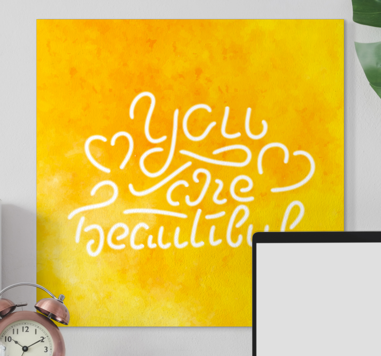 You are so beautiful yellow motivational canvas - TenStickers