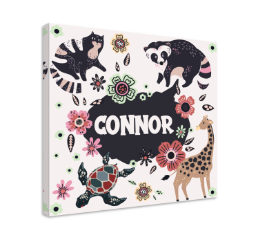 name surrounded by animals customisable canvas prints - TenStickers