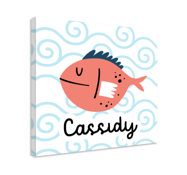 smiling fish with name customisable canvas prints - TenStickers