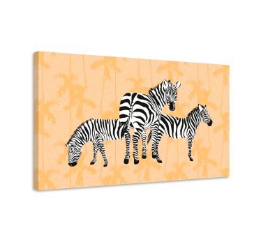 Palms and zebras canvas print - TenStickers