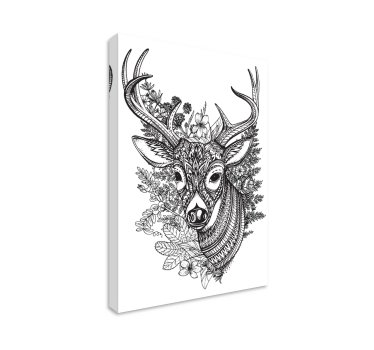 Deer horns with flowers Stag canvas prints - TenStickers