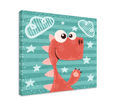 Happy cartoon dinosaurs canvas for kids - TenStickers