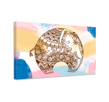 Multicolored flower mandala elephants canvas art - TenStickers