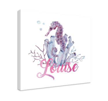 Watercolor Seahorse customisable canvas prints - TenStickers