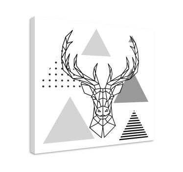 Black and white reindeer drawing  animal canvas - TenStickers