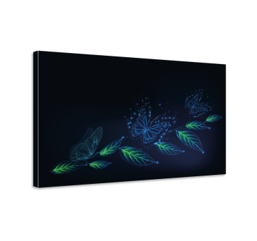 Neon flowers and butterfly canvas picture - TenStickers