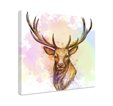 Paint splash stag  canvas print - TenStickers