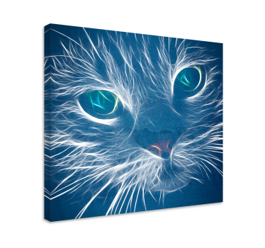 Blue abstract cat cat wall art canvas - TenStickers