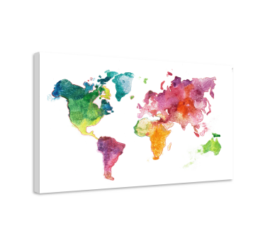 Colourful world map art canvas - TenStickers