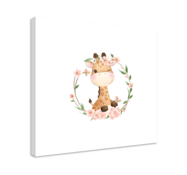 Giraffe with crown flowers animal canvas - TenStickers