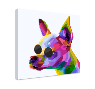 Multicolor chiuaua with glasses dog canvas pictures - TenStickers