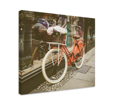 Orange bicycle floral canvas - TenStickers