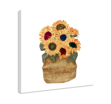 Colorful sunflower pot floral canvas - TenStickers