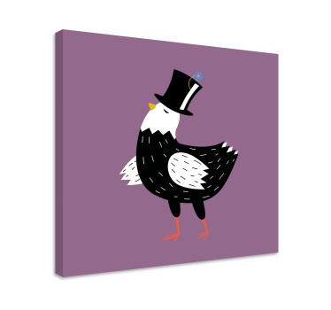 Bird canvas wall art dapper bird in hat - TenStickers